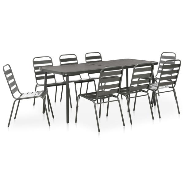 Set Mobilier De Exterior 9 Piese Gri Inchis Oțel 46633